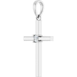 Sterling Silver .06 CT Natural Diamond Cross Pendant