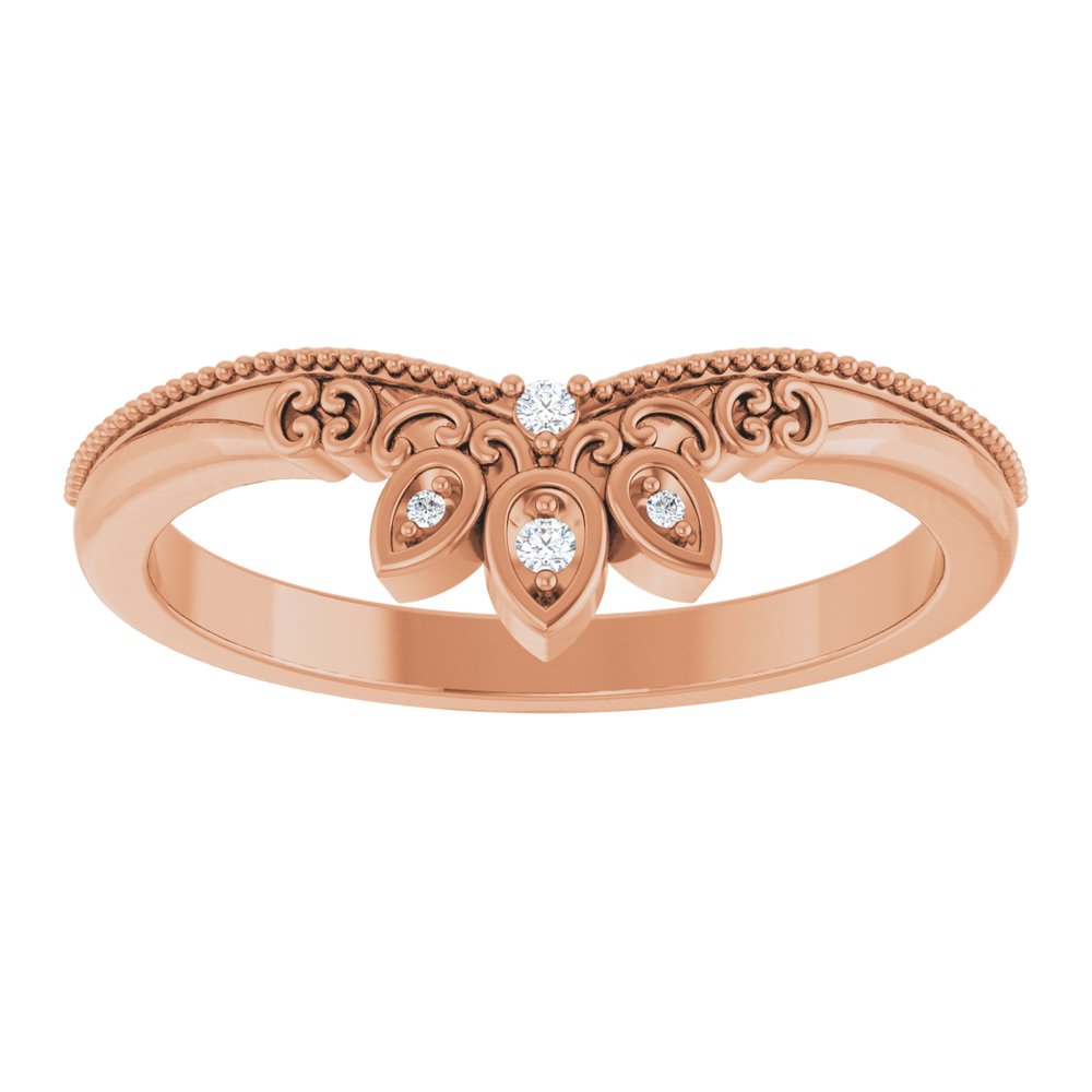 14K Rose .02 CTW Natural Diamond Contour Band