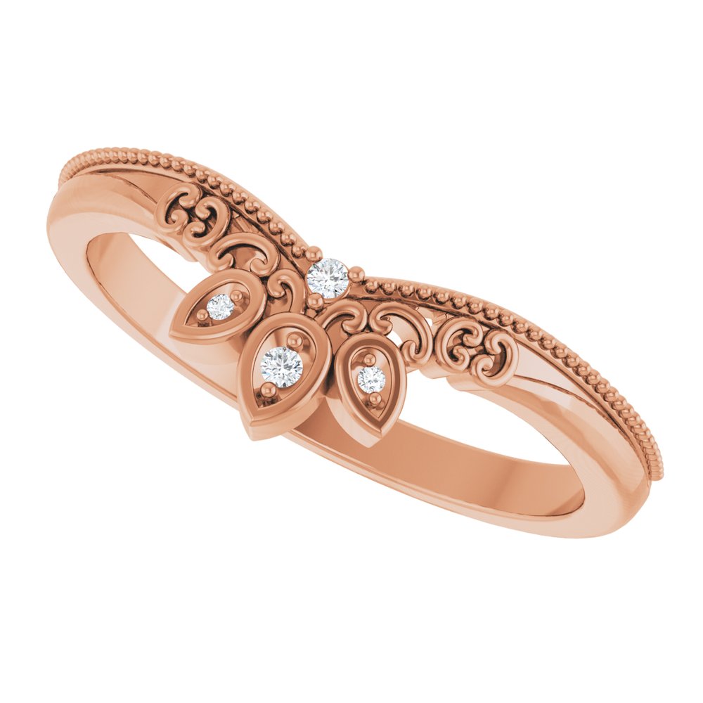 14K Rose .02 CTW Natural Diamond Contour Band