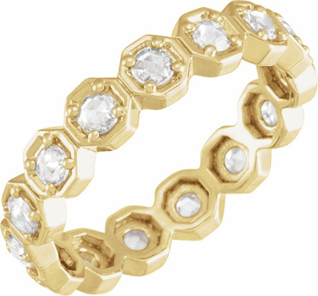 14K Yellow 1/2 CTW Natural Rose-Cut Diamond Eternity Band Size 7