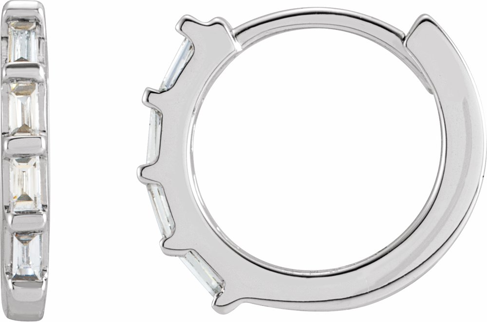 14K White Gold 1/10 CTW Natural Diamond Huggie Earrings