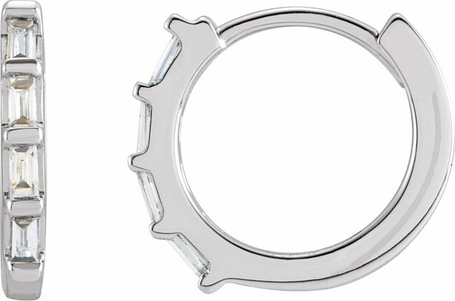 14K White Gold 1/10 CTW Natural Diamond Huggie Earrings