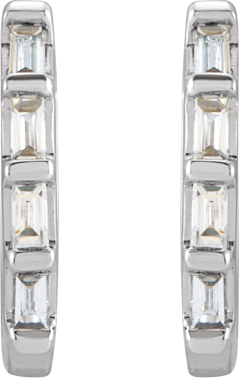 14K White Gold 1/10 CTW Natural Diamond Huggie Earrings