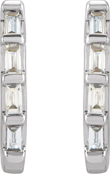 14K White Gold 1/10 CTW Natural Diamond Huggie Earrings