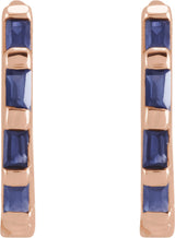 14K Rose Natural Blue Sapphire Huggie Earrings