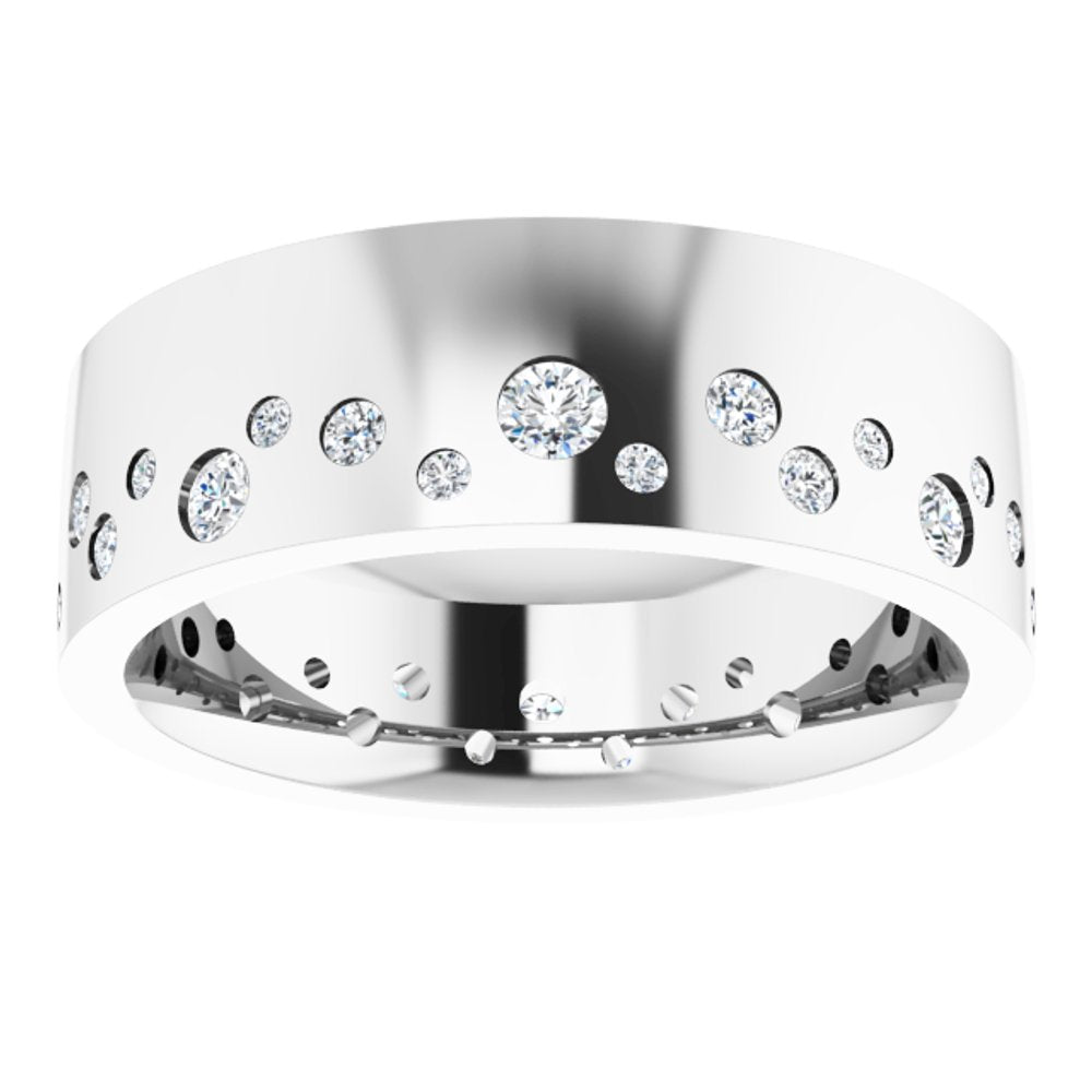14K White 3/8 CTW Natural Diamond Band