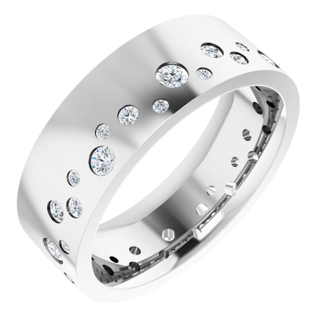 14K White 3/8 CTW Natural Diamond Band Size 5