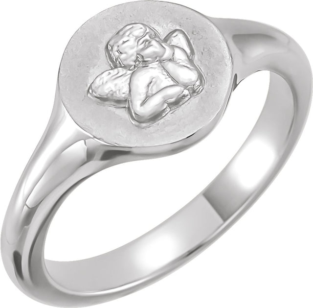 Sterling Silver Cherub Angel Pinky Ring