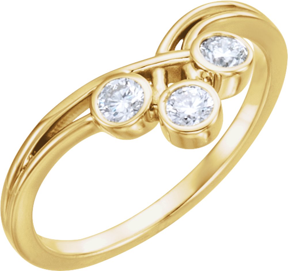 14K Yellow 1/3 CTW Natural Diamond Three-Stone Ring