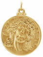 14K Yellow Gold 23 mm Round Face of Jesus (Ecce Homo) Medal