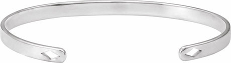 Sterling Silver Engravable Pierced Diamond Cuff 7" Bracelet