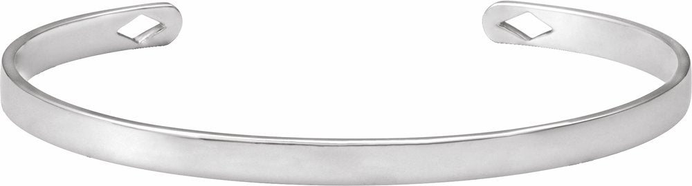 14K White Engravable Diamond Pierced Cuff 7" Bracelet