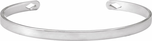 Sterling Silver Engravable Pierced Diamond Cuff 7" Bracelet