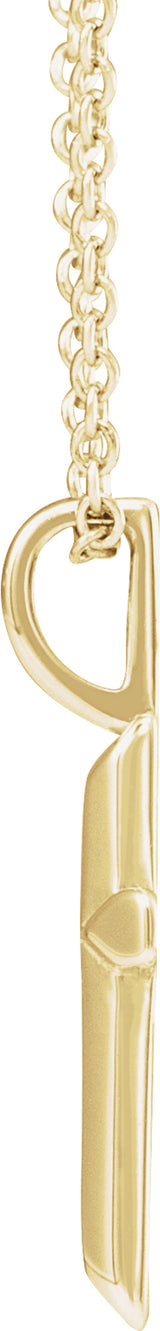 14K Yellow Gold Knife-Edge Cross 16-18" Necklace