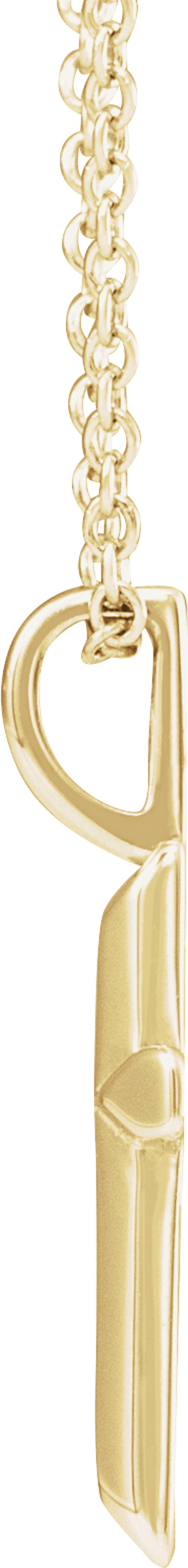 14K Yellow Gold Knife-Edge Cross 16-18" Necklace