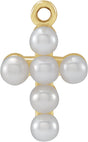 14K Yellow Cultured White Seed Pearl Cross Dangle 