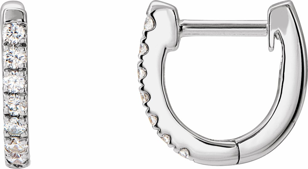 14K White Gold 1/6 CTW Natural Diamond Hoop Earrings