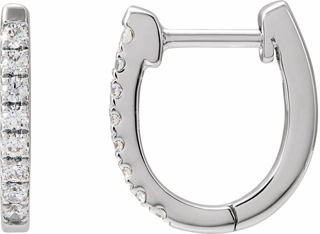 14K White 1/6 CTW Natural Diamond Hoop Earrings