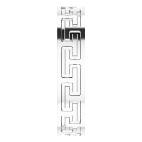 Platinum 5 mm Greek Key Flat Band Size 9.5