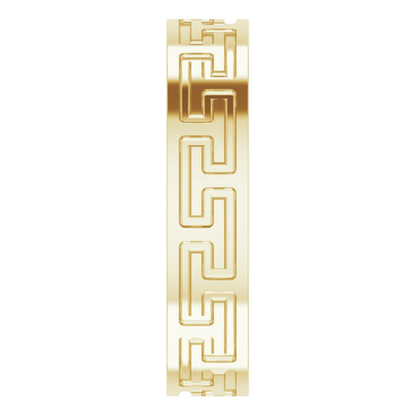 14K Yellow Gold 5 mm Greek Key Flat Band Size 8.5