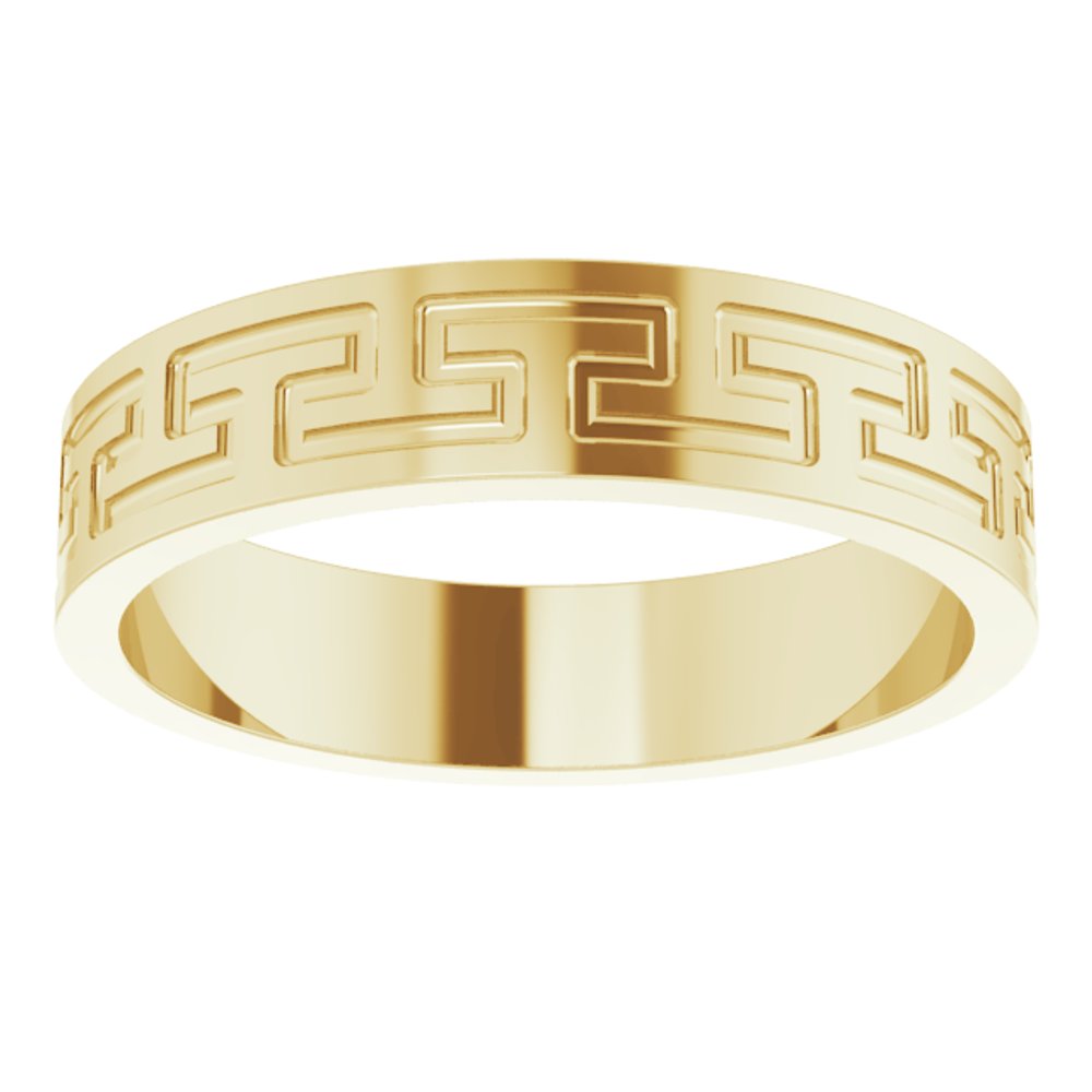 14K Yellow Gold 5 mm Greek Key Flat Band