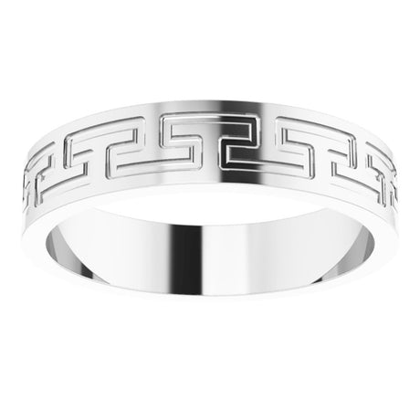 14K White Gold 5 mm Greek Key Flat Band Size 10