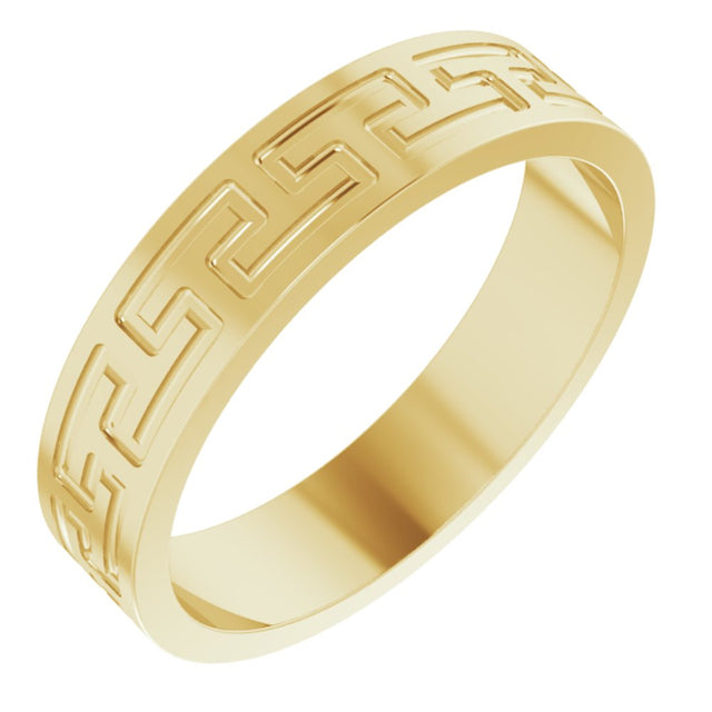 14K Yellow Gold 5 mm Greek Key Flat Band Size 7.5