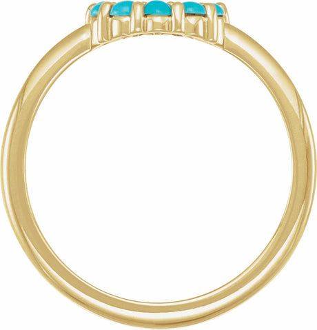 14K Yellow Natural Turquoise Cabochon Halo-Style Ring