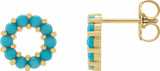 14K Yellow Natural Turquoise Cabochon Earrings