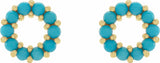 14K Yellow Natural Turquoise Cabochon Earrings