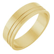 14K Yellow Gold 6 mm Grooved Flat Band Size 8