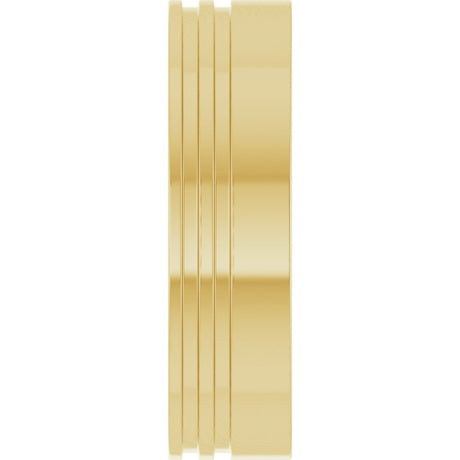 14K Yellow Gold 6 mm Grooved Flat Band Size 8