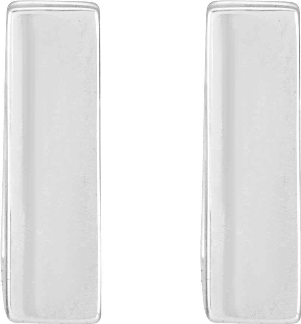 14K White Square Hinged 10 mm Huggie Hoop Earrings