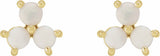 14K Yellow White Opal Three-Stone Cabochon Earrings