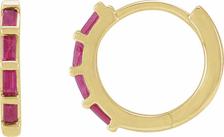 14K Yellow Natural Ruby Huggie Earrings