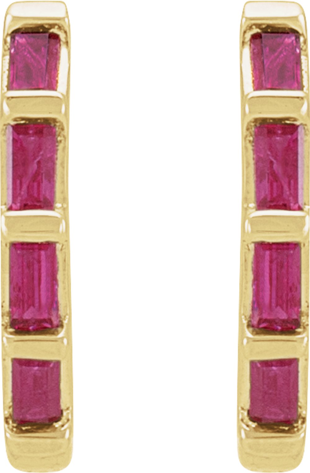 14K Yellow Natural Ruby Huggie Earrings