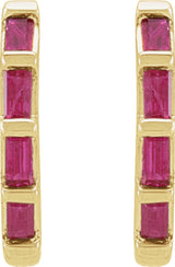 14K Yellow Natural Ruby Huggie Earrings