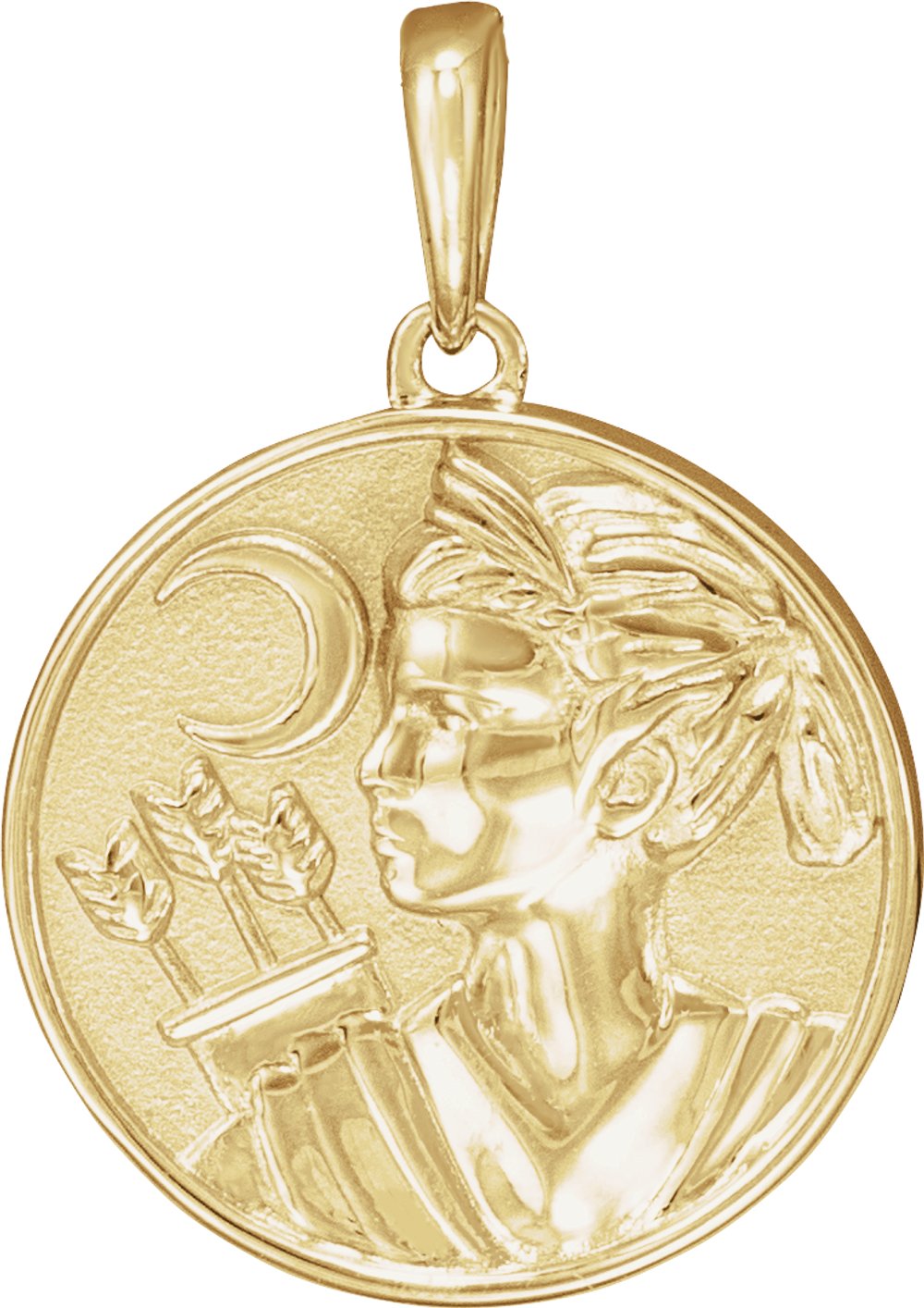 14K Yellow 21.9x14.9 mm Artemis Coin Pendant