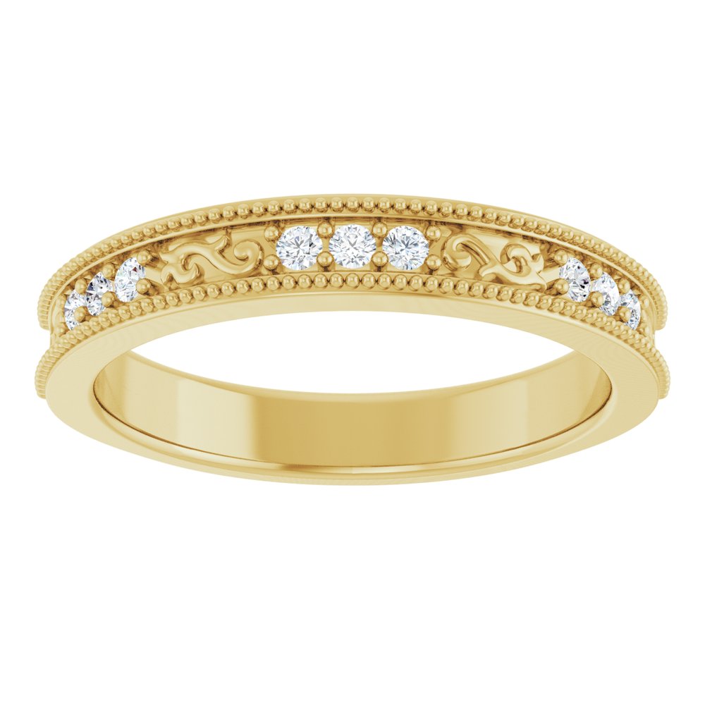 14K Yellow 1/8 CTW Natural Diamond Milgrain Anniversary Band