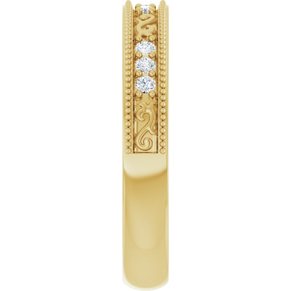 14K Yellow 1/8 CTW Natural Diamond Milgrain Anniversary Band