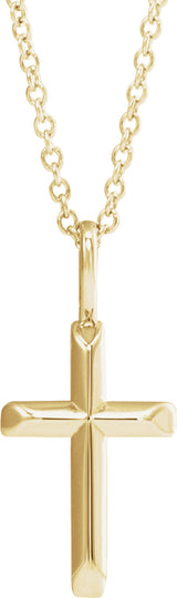 14K Yellow Gold Knife-Edge Cross 16-18" Necklace