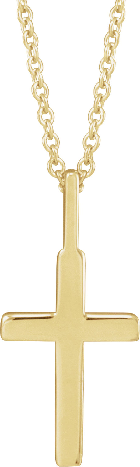 14K Yellow Gold Knife-Edge Cross 16-18" Necklace