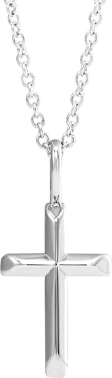 14K White Gold Knife-Edge Cross 16-18" Necklace