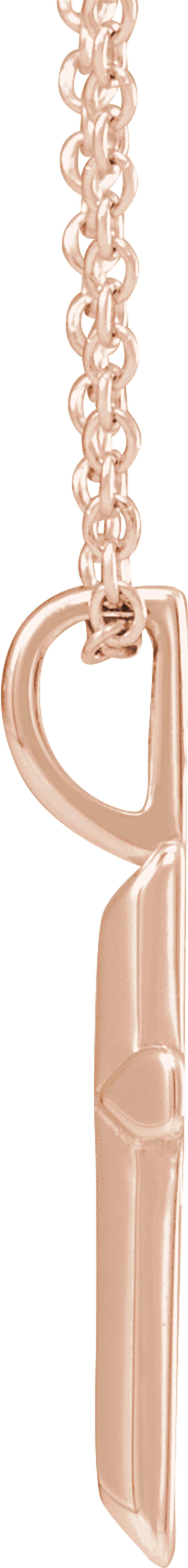 14K Rose Knife-Edge Cross 16-18" Necklace