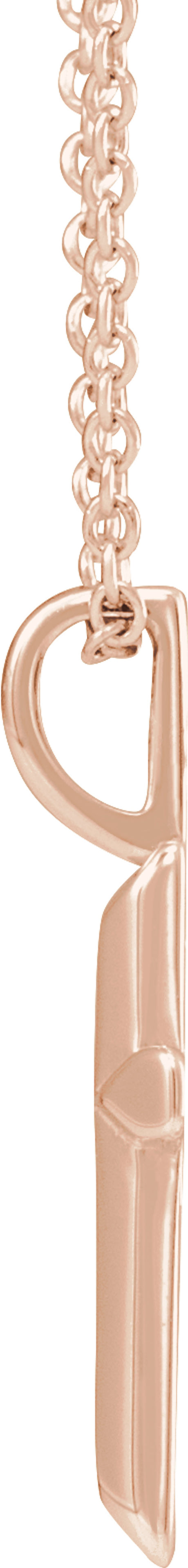 14K Rose Knife-Edge Cross 16-18" Necklace