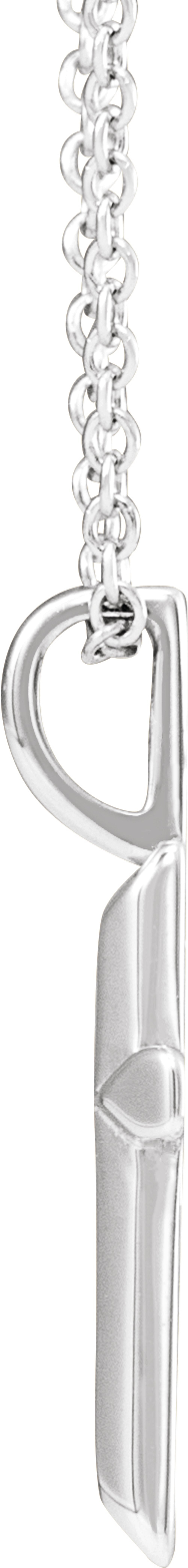 14K White Gold Knife-Edge Cross 16-18" Necklace