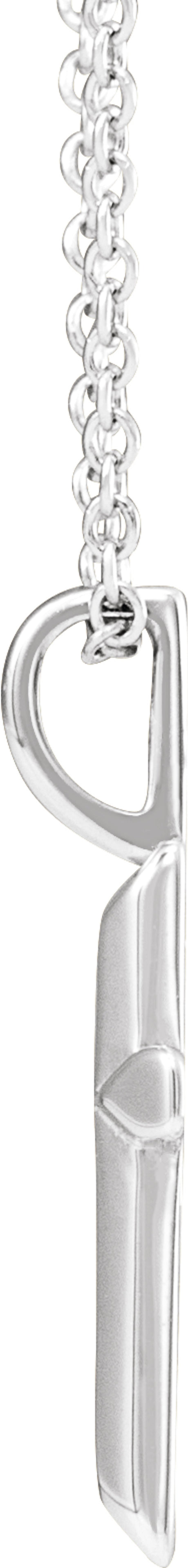14K White Gold Knife-Edge Cross 16-18" Necklace