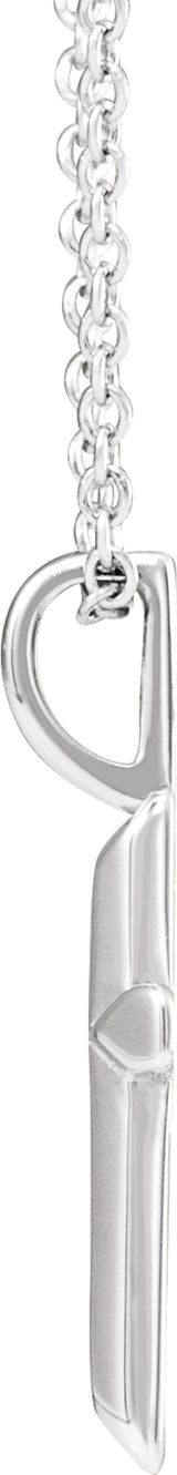 14K White Gold Knife-Edge Cross 16-18" Necklace
