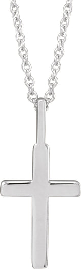 Sterling Silver Knife-Edge Cross 16-18" Necklace