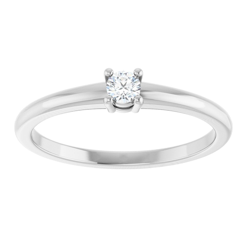 14K White Natural White Sapphire Ring